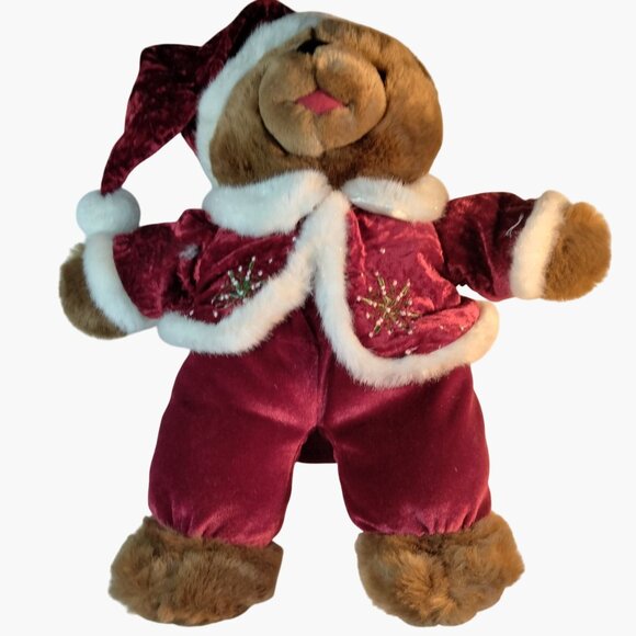 Dan Dee Christmas Teddy Bear Plush Red Velvet White Snowflake Vintage 2005 - Picture 2 of 6